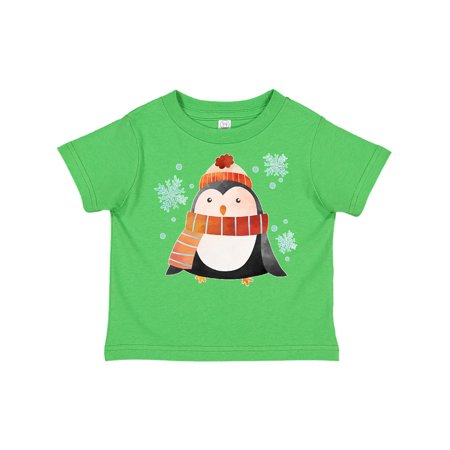 

Inktastic Cute Winter Penguin in Hat and Scarf with Snowflakes Gift Toddler Boy or Toddler Girl T-Shirt