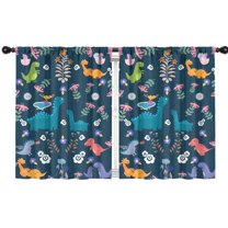 Blackout Kids Curtains,Colorful Dinosaurs Flowers Border Pattern Childrens Insulated Curtains Set Of 2,Bedroom Essentials,Toddler Room Decor 42"x54"