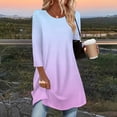 thumbnail image 2 of Hueook Boho Tops for Women Fashion 3/4 Sleeve Long Top with Curved Bottom Sky Blue S, 2 of 6