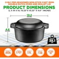 thumbnail image 2 of NutriChef Cast Iron Multi Cooker - Pre-Seasoned Non-Stick Double Dutch Oven Stovetop Casserole Cookware Braising Pot and Skillet Lid with Handle- For Oven, Stove, Grill, Over a Campfire Cooking, 2 of 5