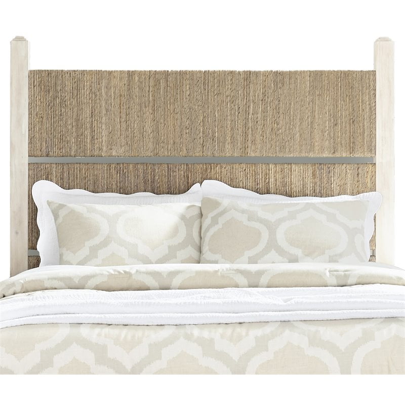 Panama Jack Graphite Coastal Wood and Wicker Woven King Headboard in