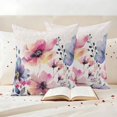 thumbnail image 3 of Spring Floral Pillow Covers 2 Pack Pink Blue Wildflowers Plants Linen Background Pillowcase Waterproof Outdoor Throw Pillow Cover for Patio Garden Square Cushion 24”x24”, 3 of 9