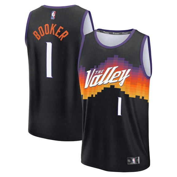 Youth Fanatics Devin Booker Black Phoenix Suns 2025/26 City Edition Fast Break Jersey