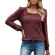 thumbnail image 1 of Gibobby Blusas De Moda Top de manga larga con burbujas de franela de punto de color liso para mujer（Rojo， XL), 1 of 5