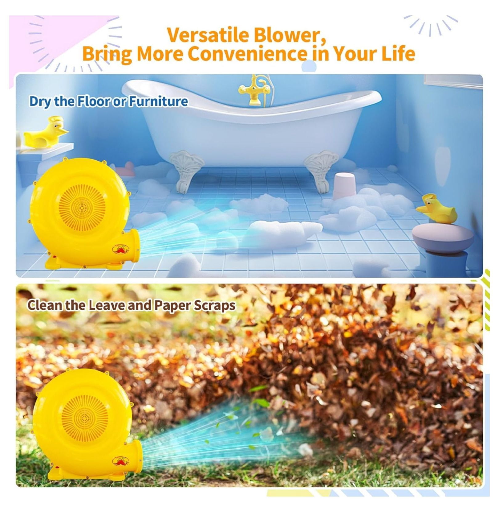 House Air Blower, 520W Blower for Inflatable Water Slide, Bouncy Castle, Inflatable Screen, Inflatable Tent, Floor Fan, Dryer