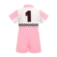 thumbnail image 2 of IWEMEK 1st Birthday Outfit for Baby Girls Jumpsuit Casual Summer Bodysuit Cute Pink Race Car Driver Clothing 2025, 2 of 7