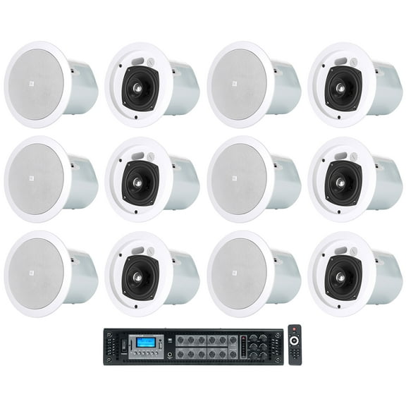 12) JBL Control 24CT 4" 70v Commercial Restaurant/Bar White Ceiling Speakers Amp