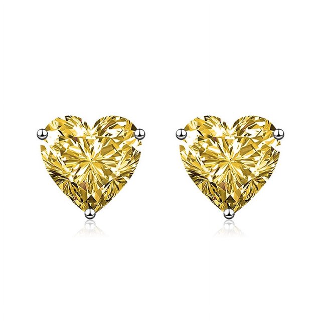 Charming Yellow Heart Stud Earrings