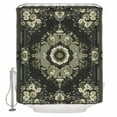thumbnail image 2 of Black Green Floral Bathroom Curtain 96 Inch Shower Curtain with Hooks, Traditional Ethnic Oriental Retro Boho Gray Waterproof Polyester Bath Curtain Washable Bathtub Curtain 72''x 96'', 2 of 6