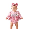 thumbnail image 5 of CAIXIA Baby Girl Halloween Outfit Long Sleeve Plaid Bow Snap Bodysuit Romper Onesie Jumpsuit Stretchy Clothes Casual Dress Up Outfit, 5 of 9