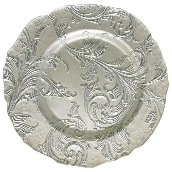 American Atelier, Round, Vanessa Glass Decorative Silver Charger Plate, 13"