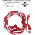 25 FT Candy Cane Outdoor Extension Cord with Multiple Spaced Outlets