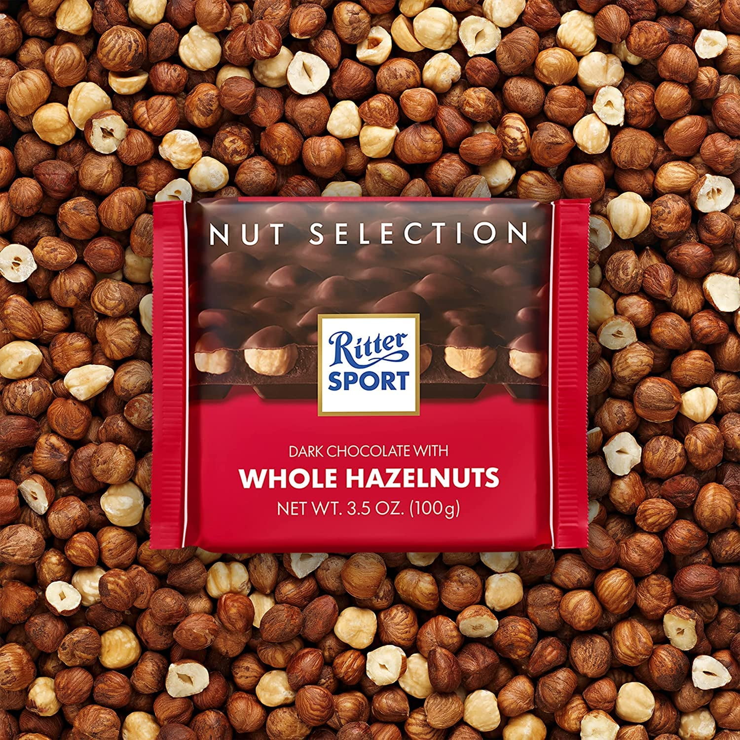 Ritter Sport nut Class Dark with Whole Hazelnuts candy bar chocolate 3.5 Ounces each Bundle of 10 Full-Size Bars) Best GIFT