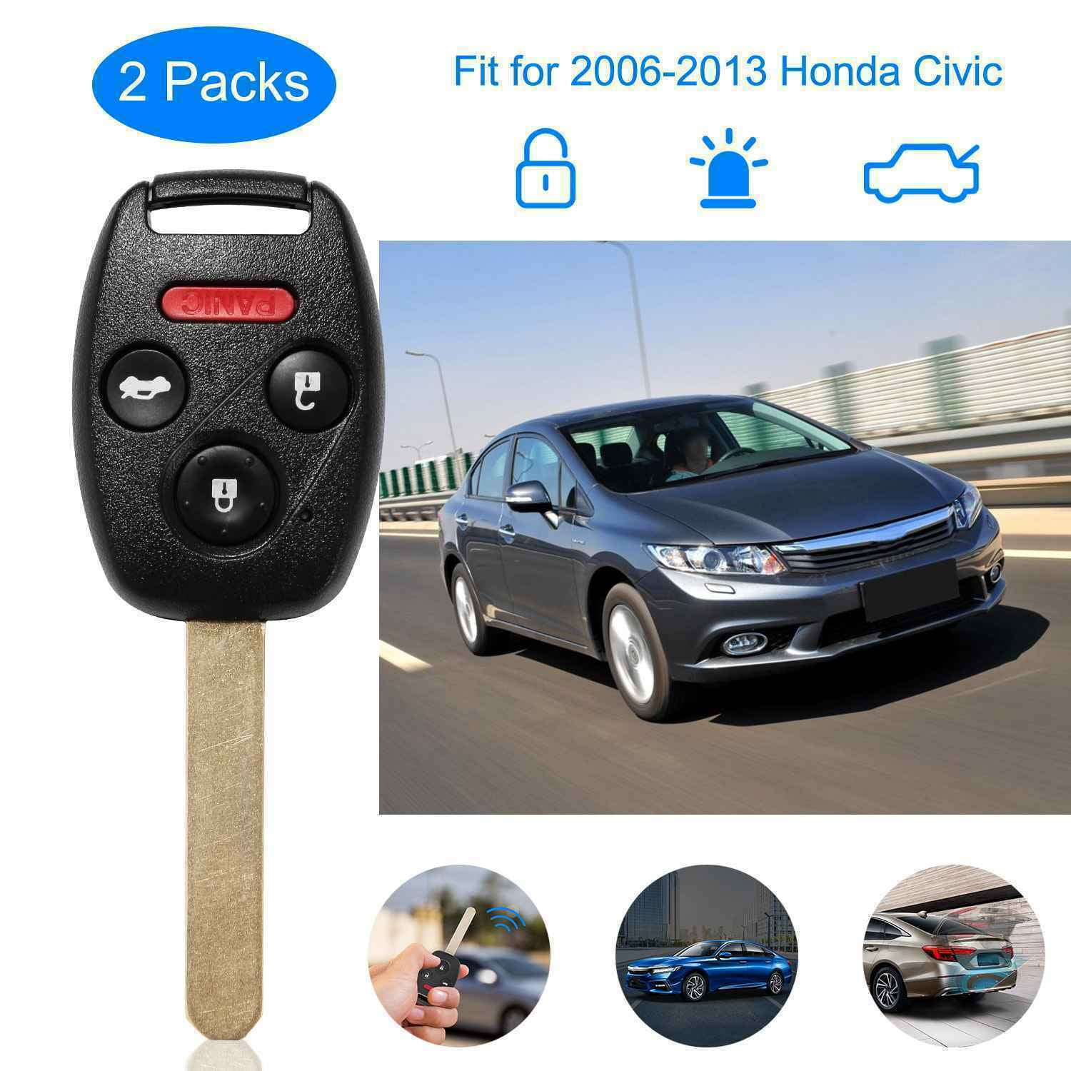 2 For 2006 2007 2008 2009 2010 Honda Civic EX Remote Key Uncut Shell Case Blue 