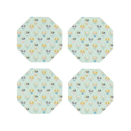 

Fuzoiu Different Breeds of Dogs Print Leather Coasters Set Drink Coasters Set of 4 for Tabletop Protection Durable PVC Coasters Home Décor and Housewarming Gift-Octagon