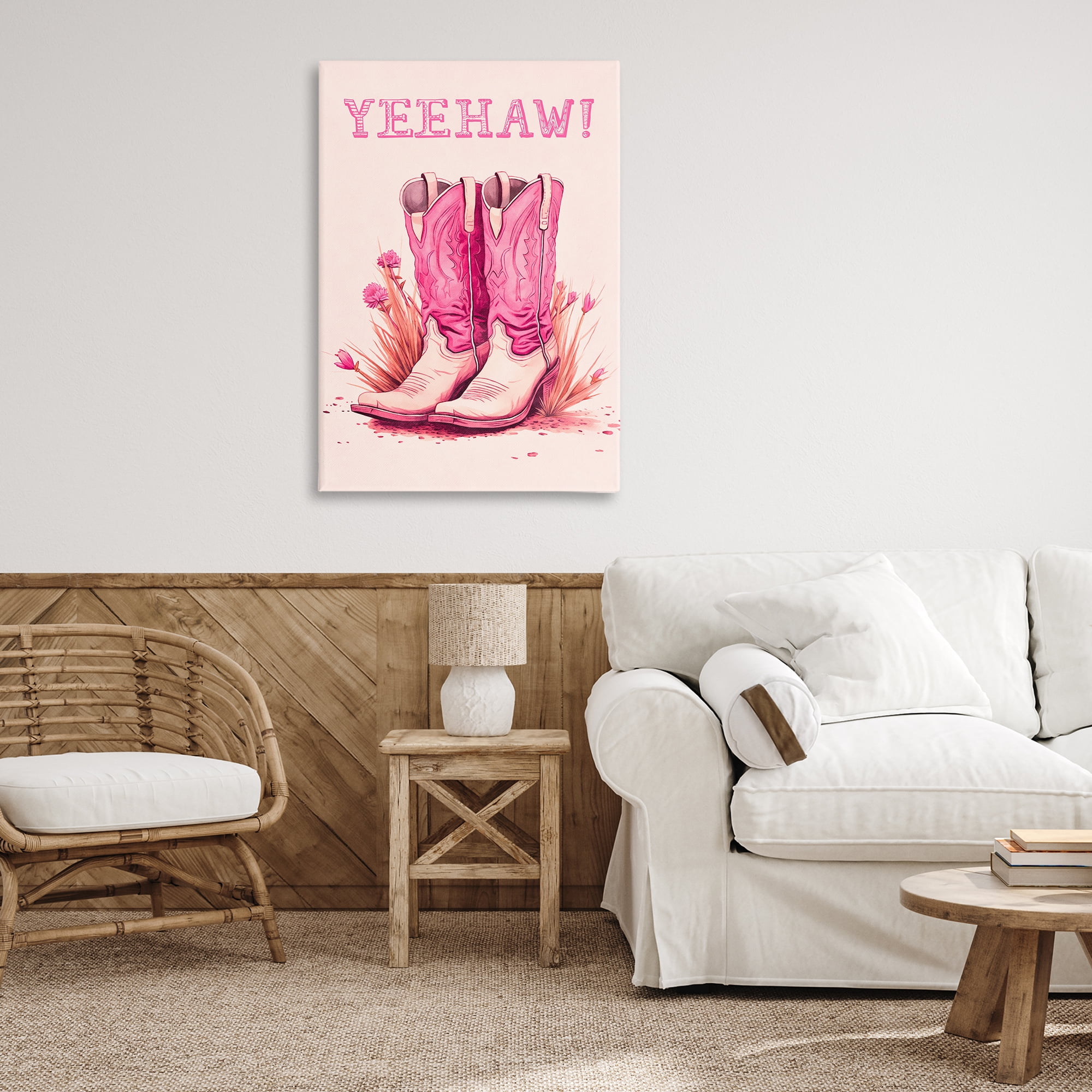 Stupell Industries Yeehaw Pastel Boots Fashion Painting Wrapped Canvas Art Print Wall Art, 24 x 36