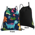 thumbnail image 4 of Leisure Draw String Mouth Backpack 16 X 14 Woven Band Durable Not Easy To Fall Off In Travel Portable Draw String Design Cute Dinosaurs And Green-Banded Leaves, 4 of 8