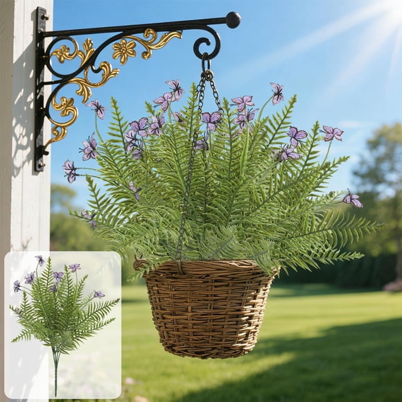 Qazbgdl - Hojas Persas Artificiales con Mariposas, Paquete de 5 Flores Falsas de Plástico Morado, Amarillo, Rosa, Blanco y Verde para Decoración de Jarrones, Arreglos Florales de 16,5 Pulgadas para S