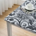 thumbnail image 4 of nygtbtfer Black Grey Flower Tablecloth Fitted Table Cover for Tables  Wipeable Elastic Table Cloth for Outdoor Picnic Camping Dining Party, Modern Watercolor Simple White, 4 of 7
