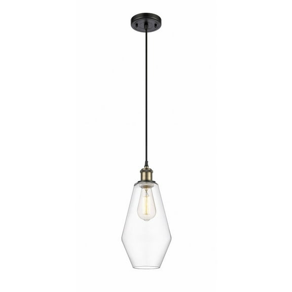 516-1P-BAB-G652-7-Innovations Lighting-Cindyrella - 1 Light Cord Hung Mini Pendant In Industrial Style-14.5 Inches Tall and 7 Inches Wide-Black