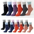 thumbnail image 6 of Dengjunhu 1 Pair Winter Socks Wind-proof Soft Touch Adorable Mid Cuff Cat Print Lady Socks for Daily Wear, 6 of 7