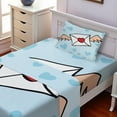 thumbnail image 2 of Ambesonne Cartoon Fitted & Top Sheet Set with Sham, Heart Seal Love, Pale Blue Vermilion, 2 of 5