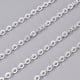 thumbnail image 2 of Brass Flat Oval Cable Chains Unwelded with Spool Cadmium Free & Lead Free Silver 3.5x3x0.5mm about 92m/roll, 2 of 5