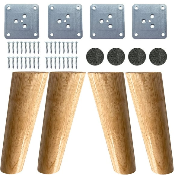 KITEVICH Paquete de 4 patas de muebles de madera maciza, patas de sofá de 6 pulgadas, patas de repuesto, patas modernas de mediados de siglo para sofá, mesa auxiliar, soporte para TV, cama, tocador, g