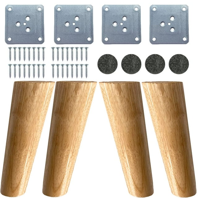 KITEVICH Paquete de 4 patas de muebles de madera maciza, patas de sofá de 6 pulgadas, patas de repuesto, patas modernas de mediados de siglo para sofá, mesa auxiliar, soporte para TV, cama, tocador, g