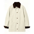 thumbnail image 3 of HBGVBA Womens Casual Button Up Jackets Corduroy-Trimmed Barn Jacket Collared Long Sleeve Loose Outerwear with Patch Pockets, 3 of 6