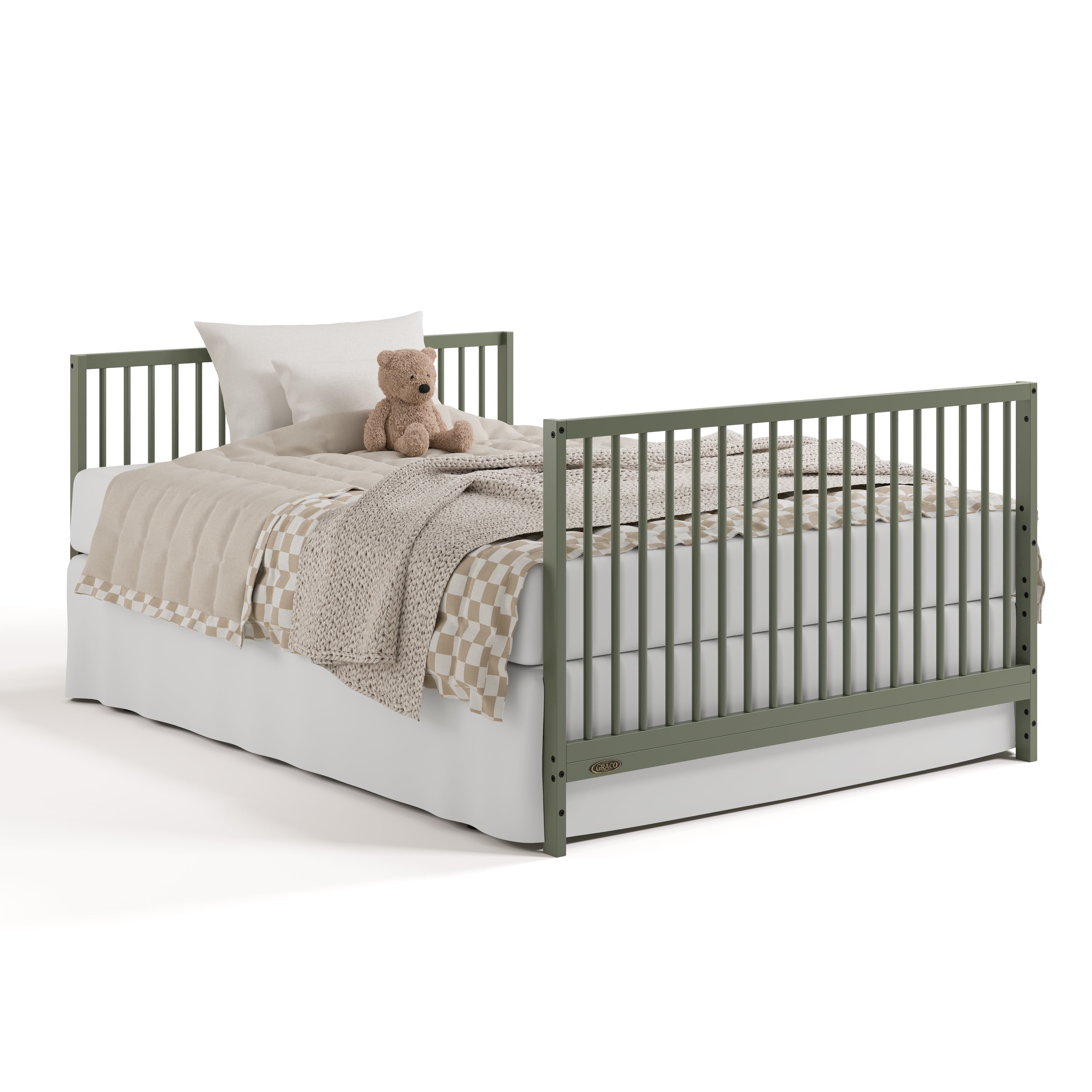 Graco Teddi 5-in-1 Convertible Baby Crib and Changer with Drawer, Olive