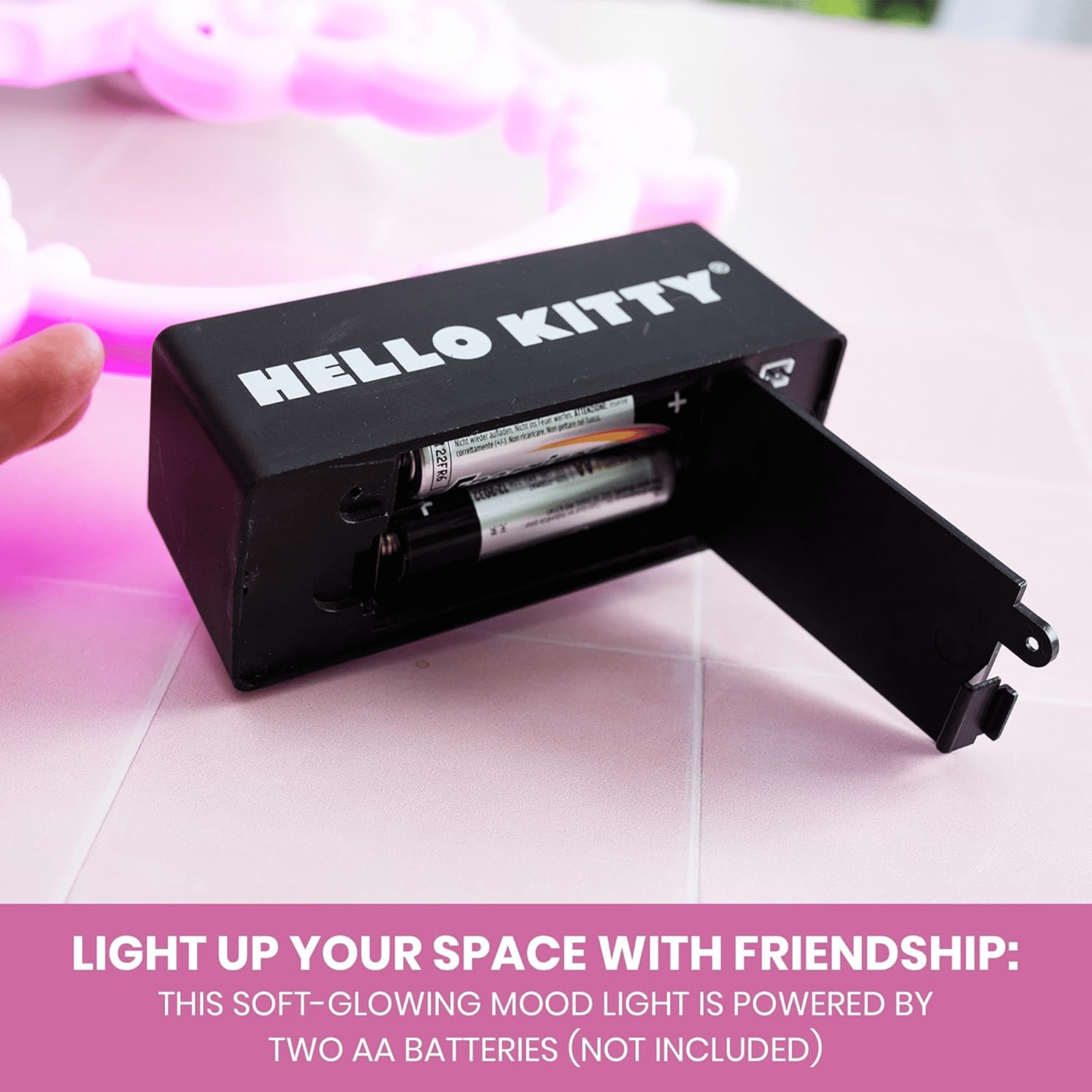 Hello Kitty Neon LED Lamp Room Decor Mood Light, Powered with AA Batteries