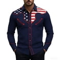 thumbnail image 2 of Mens American Flag Shirt Patriotic Western Cowboy Shirt Print Independence Day Casual Summer Tee Tops XXL, 2 of 5