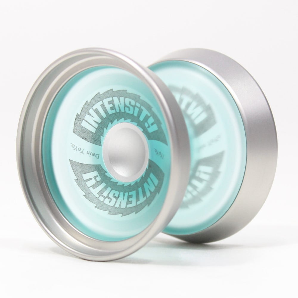 iYoYo INTENSiTY Yo-Yo - Bi-Material - PC with Stainless Steel Rings YoYo (Light Blue with Silver Rings)