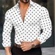 thumbnail image 1 of Camisa de manga larga con estampado de lunares y solapa con botones para hombre, ropa informal de verano, moda hawaiana para las fiestas, 1 of 6