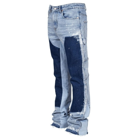 Ketyyh-chn99 Fleece Lined Jeans for Mens Stretch Thick Jeans Men's Streetwear Baggy Jeans Design Pockets Bootcut Denim Casual Trousers Size for XL,Blue