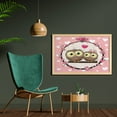 thumbnail image 2 of Owls Wall Art with Frame, Owl Couple on Tree Branch Floral Wreath Celebrations Cheerful Art, Printed Fabric Poster for Bathroom Living Room, 35" x 23", Coral Brown Pale Yellow, by Ambesonne, 2 of 2