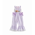 thumbnail image 2 of Gifts for Boys and Girsl Toddler Girls Easter Plaid Jumpsuit Sleeveless Bell Bottom Romper with Bunny Ear Straps and Egg Embroidery Soft Stretch Outfit for 12 Months to 5 Years, 2 of 7