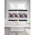 thumbnail image 2 of Halloween Half Window Curtain 36 Inches Long, Black Horror Skull Roses Spi-der Web Vintage Window Treatment Curtain Drapes, Small Tier Curtains for Bathroom Over Sink, 27.5"x36", 2 Panels, 2 of 7
