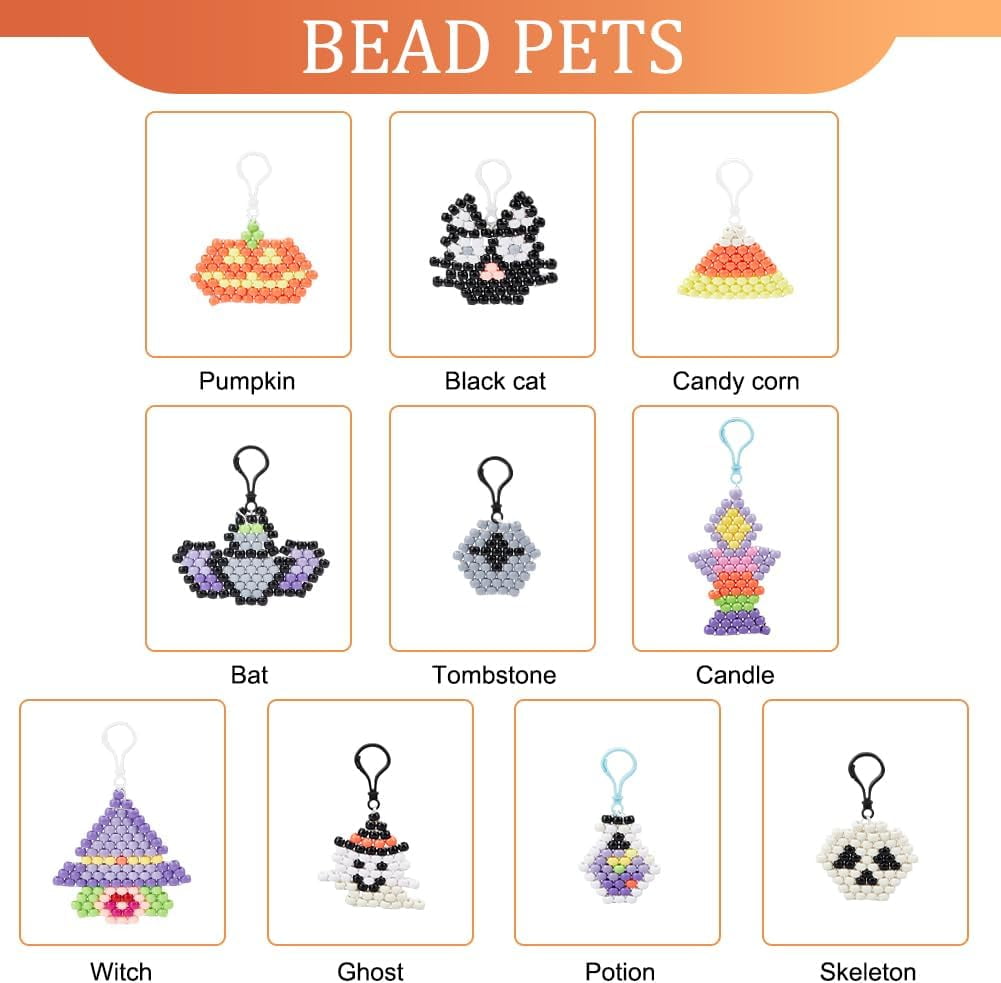 10 Set Beads Animals Keychain Kit Theme Ultimate Bead Pets Backpack Keychain Kit Bead Pet Keychains for Bag Charms
