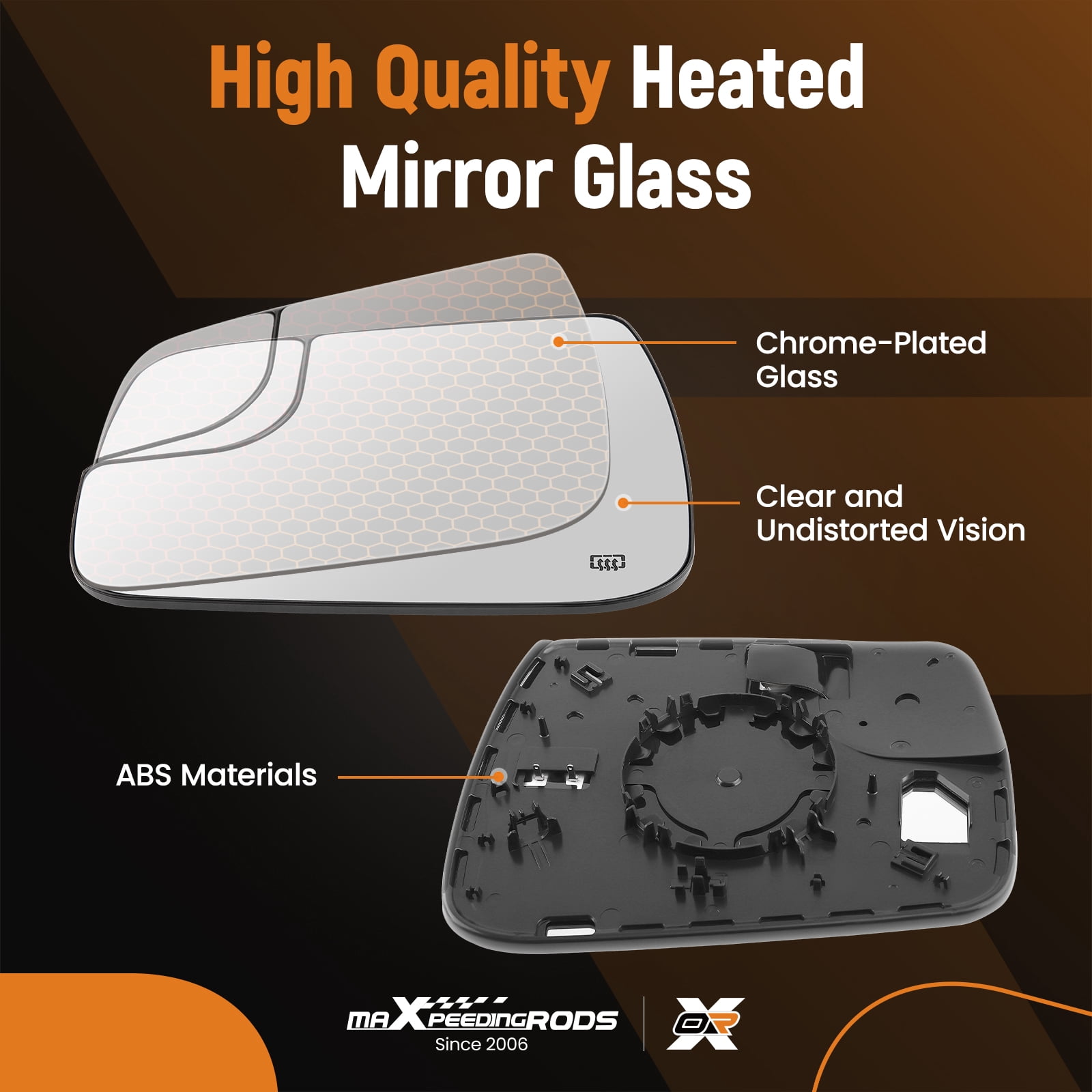 maXpeedingrods Driver Side Power Heated Convex Mirror Glass Replacement for Dodge Ram 1500 2019 2020 2021 Left Driver Side Rear View Mirror Glass with Rear Holder - 68402037AA