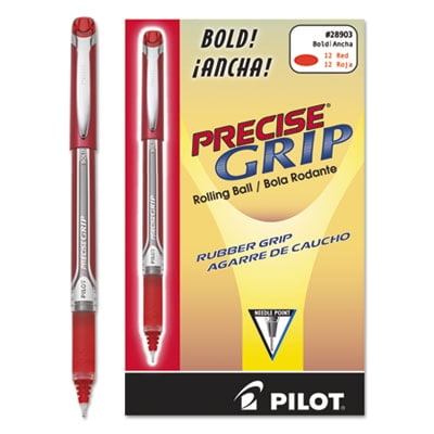 Precise Grip Roller Ball Pen, Stick, Bold 1 Mm, Red Ink, Red Barrel