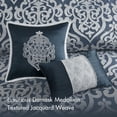 thumbnail image 3 of Set de edredón Madison Park Odette Jacquard Damask King Navy, 3 of 9