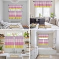 thumbnail image 6 of Colorful Stripe Kitchen Curtains Sets for Windows 24 Inch Length, Modern Pink Purple Yellow Vertical Striped Rod Pocket Window Treatments Tier Curtains and Valances Set for Bedroom/Bathroom, 6 of 8