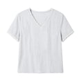 thumbnail image 7 of Diufon Cotton Linen Tops for Women Lace Trim V Neck Short Sleeve Shirts Summer Fashion Vacation Boho Blouses, 7 of 7