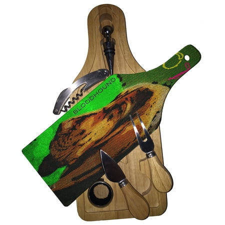 

KuzmarK Wine & Cheese Glass Cutting Board Wood Box Gift Set - Love My Bloodhound