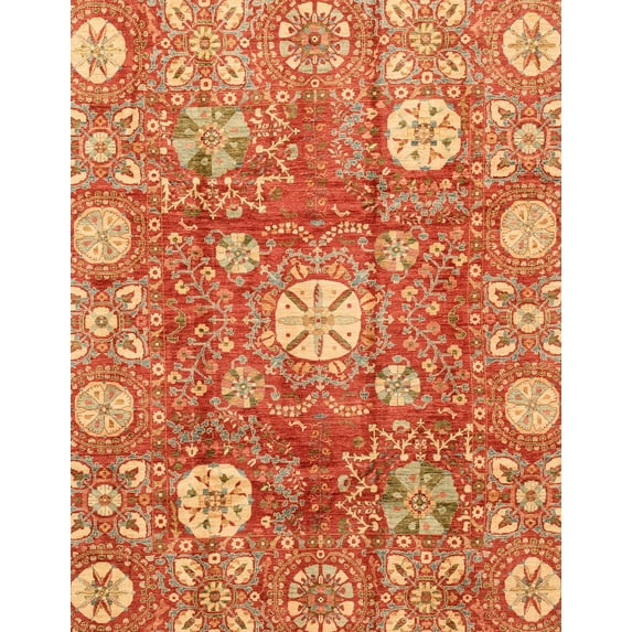 Ahgly Company Machine Washable Indoor Rectangle Abstract Orange Area Rugs, 8' x 10'