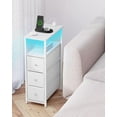 thumbnail image 4 of PrimeCook Shop Narrow LED Night Stand with Charging Station, Slim End Table with Plugins, Tall Side Table with 3 Fabric Drawer, Small Bedside Table with Storage, Set of 2, for Living Room, White, 4 of 16