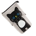 thumbnail image 2 of Estuche de pie estilo gato negro telescópico de lona premium con cremallera y alisado para papelería y cosméticos., 2 of 12
