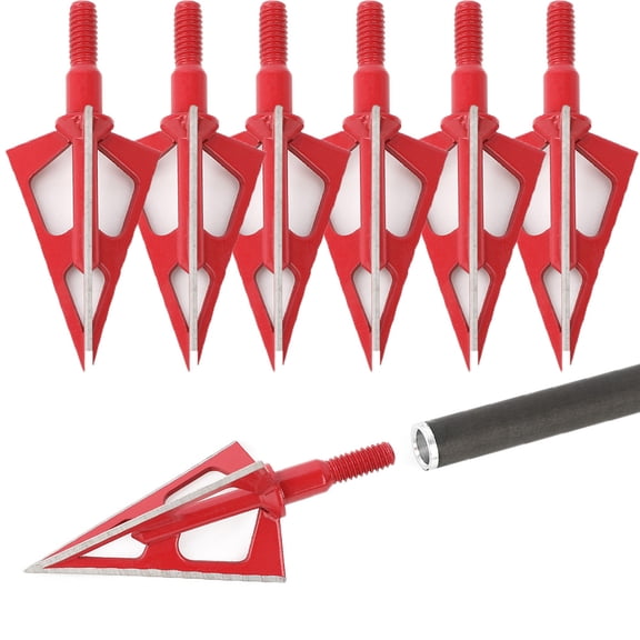 6-Pack Red Widow Stainless Steel Screw-in Broadheads – Durable Arrow Tips for Recurve & Compound Bows